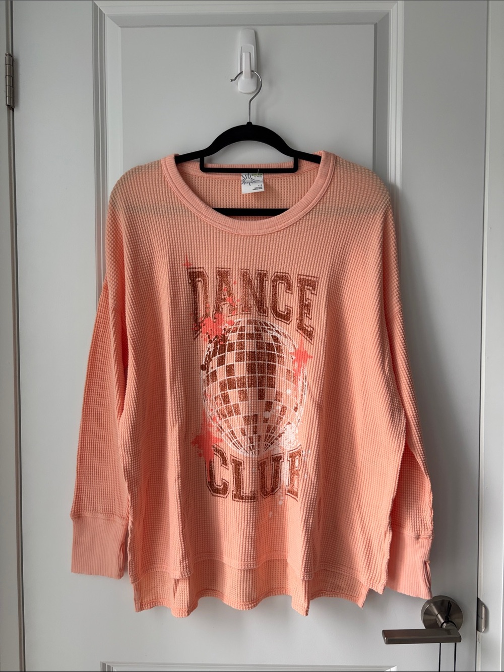 AERIE Dance Club Peach Waffle Long Sleeve